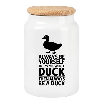 Dits de canard Canard Cadeau Drôle de Canard - Boîte à biscuits avec couvercle en bois - blanc - Devant