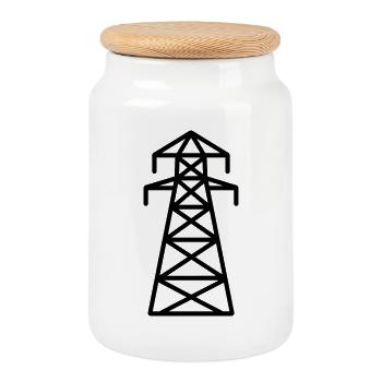 pylône électrique - Boîte à biscuits avec couvercle en bois - blanc - Devant