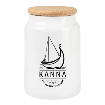 KANNA • Altnordisch für 'Entdecken' - Keksdose mit Holzdeckel - Weiß - Vorne