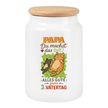 3. Vatertag - Papa Du machst das toll - Keksdose mit Holzdeckel - Weiß - Vorne