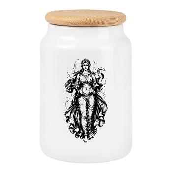 Déesse grecque antique avec serpent - Boîte à biscuits avec couvercle en bois - blanc - Devant