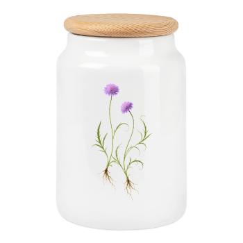 Illustration de la nature des fleurs de prairie - Boîte à biscuits avec couvercle en bois - blanc - Devant