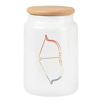 Dessin à l’arc et à la flèche Look vintage - Boîte à biscuits avec couvercle en bois - blanc - Devant
