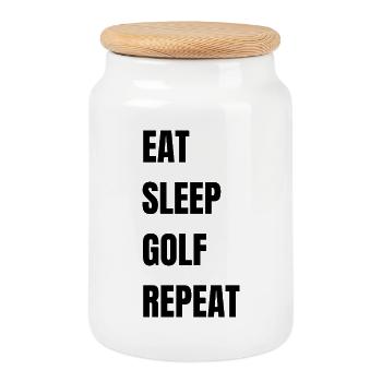 Mange, dors, golf, répéte. - Boîte à biscuits avec couvercle en bois - blanc - Devant