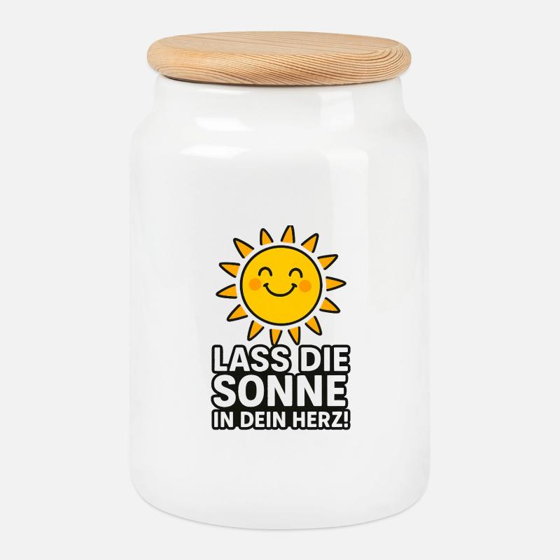 Lass_die_Sonne_in_dein_Herz - Keksdose mit Holzdeckel - Weiß