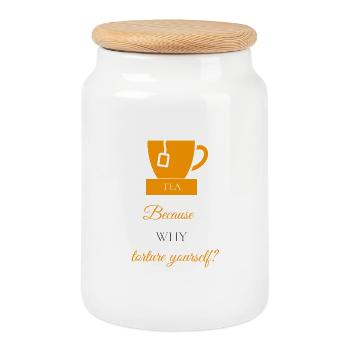 TEA-RIFFIC (Orange + Grau) - Keksdose mit Holzdeckel - Weiß - Vorne