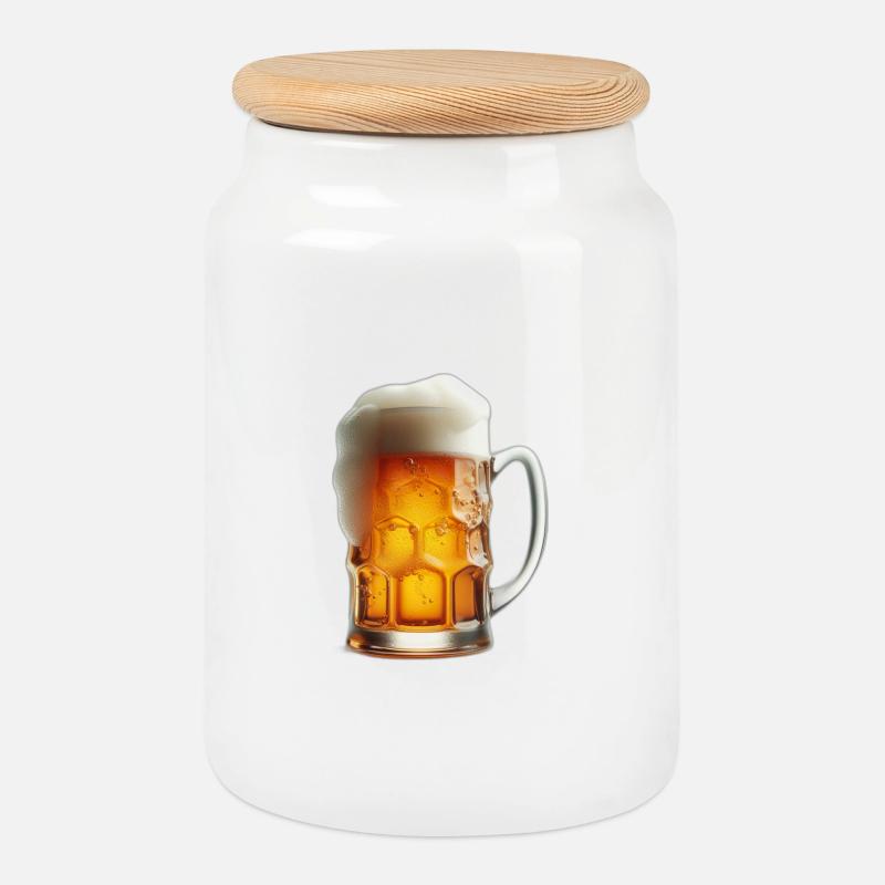 Bier - Keksdose mit Holzdeckel - Weiß