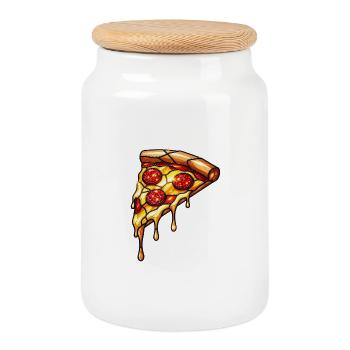 Pepperoni Pizza Dream : Miracle du fromage brillant - Boîte à biscuits avec couvercle en bois - blanc - Devant
