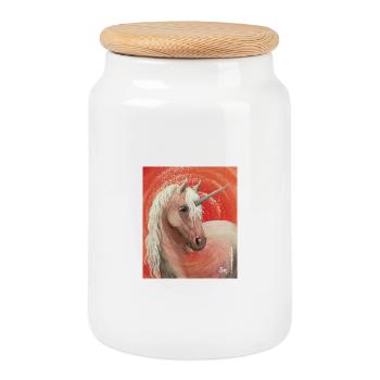 Tender unicorn energy - Sonja Ariel von Staden - Cookie Jar with Wooden Lid - white - Front