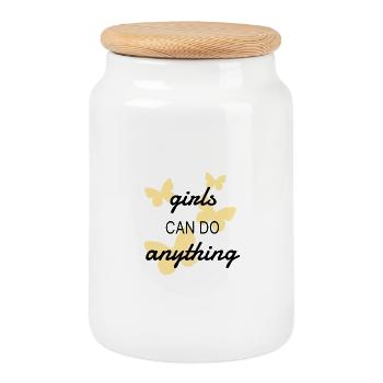 Girls Can Do Anything Butterfly Tee - Keksdose mit Holzdeckel - Weiß - Vorne