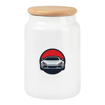 Motif de voiture de sport élégant - Boîte à biscuits avec couvercle en bois - blanc - Devant