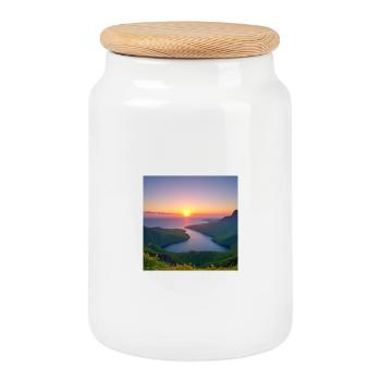 Coucher de soleil sur la vallée lacustre - Boîte à biscuits avec couvercle en bois - blanc - Devant