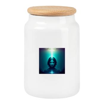 Ethereal Frontal Light - Cookie Jar with Wooden Lid - white - Front
