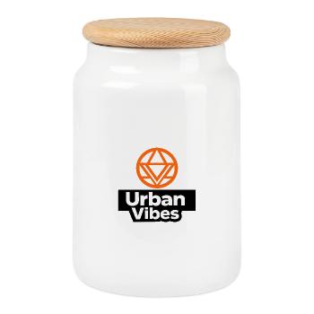 Geometric diamond in a circle – Urban Vibes - Cookie Jar with Wooden Lid - white - Front