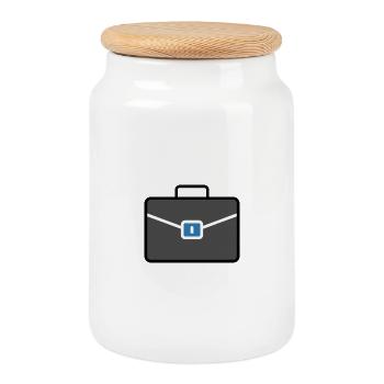 Porte-documents d’affaires | Symbole de l’emploi et de la carrière - Boîte à biscuits avec couvercle en bois - blanc - Devant