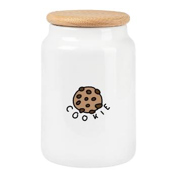 Chocolate chip cookie - Cookie Jar with Wooden Lid - white - Front