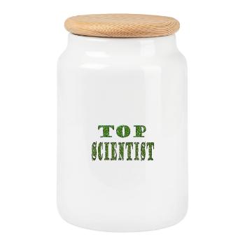 Top Scientist Texture Verte - Boîte à biscuits avec couvercle en bois - blanc - Devant