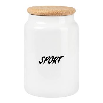 Abstrakter Sport-Print mit Kontrastfarben - Keksdose mit Holzdeckel - Weiß - Vorne