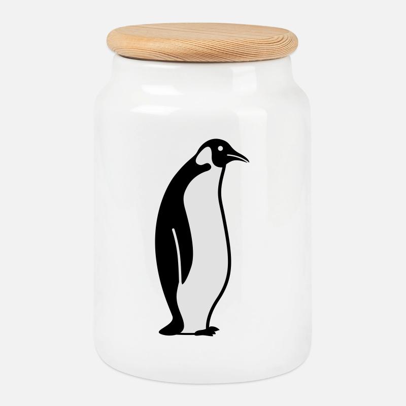 Pinguin pinguïn - Keksdose mit Holzdeckel - Weiß