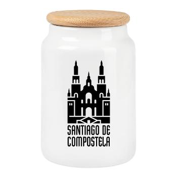 Cathedral of Santiago de Compostela | Santiago - Cookie Jar with Wooden Lid - white - Front