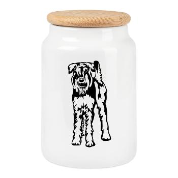 Giant Schnauzer - Cookie Jar with Wooden Lid - white - Front
