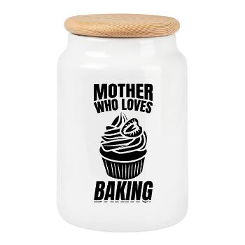 Baker Mother - Cookie Jar with Wooden Lid - white - Front