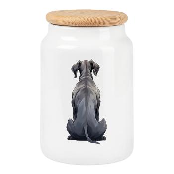 Deutsche Dogge - Keksdose mit Holzdeckel - Weiß - Vorne