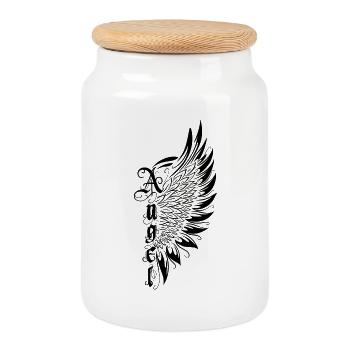 Flügel Engel Engelsflügel Angel - Keksdose mit Holzdeckel - Weiß - Vorne