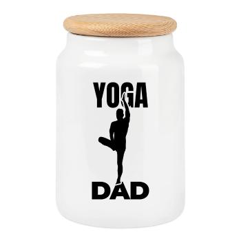 Yoga Dad - Cookie Jar with Wooden Lid - white - Front