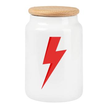 Red Lightning - Cookie Jar with Wooden Lid - white - Front