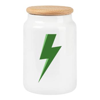 Green Lightning - Cookie Jar with Wooden Lid - white - Front