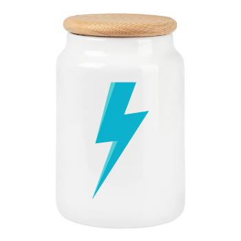 Blue Lightning - Cookie Jar with Wooden Lid - white - Front