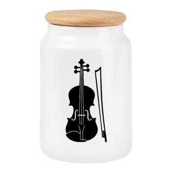 Graphic Violin - Cookie Jar with Wooden Lid - white - Front
