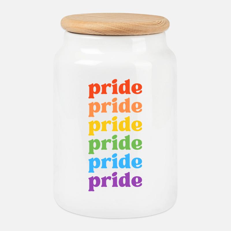 Pride - Cookie Jar with Wooden Lid - white