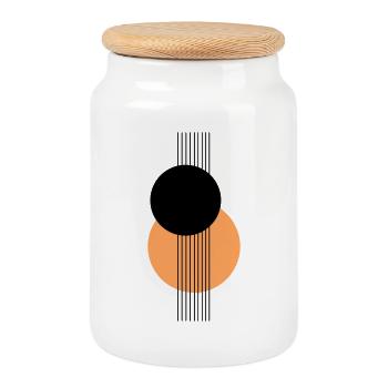 Design géométrique abstrait Orange noir - Boîte à biscuits avec couvercle en bois - blanc - Devant
