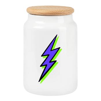 Abstract Ray in Neon Tones - Cookie Jar with Wooden Lid - white - Front