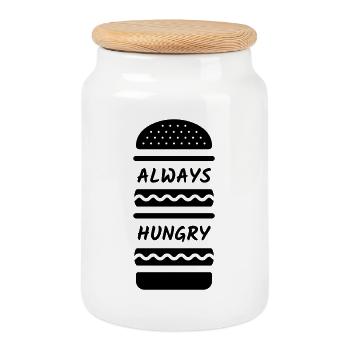 Always Hungry Burger - Keksdose mit Holzdeckel - Weiß - Vorne