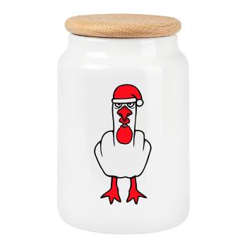Möwe Mittelfinger Fuck You Wütend Weihnachten - Keksdose mit Holzdeckel - Weiß - Vorne