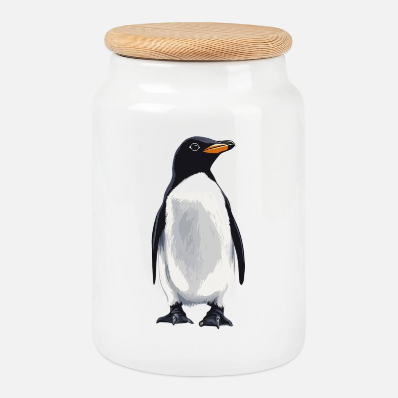 Pinguine Pinguin - Keksdose mit Holzdeckel - Weiß