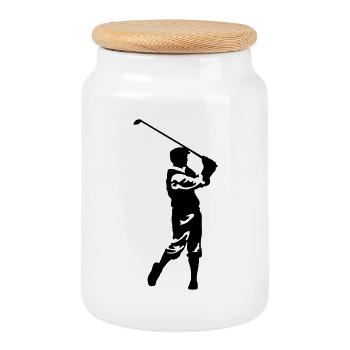Golf - Cookie Jar with Wooden Lid - white - Front