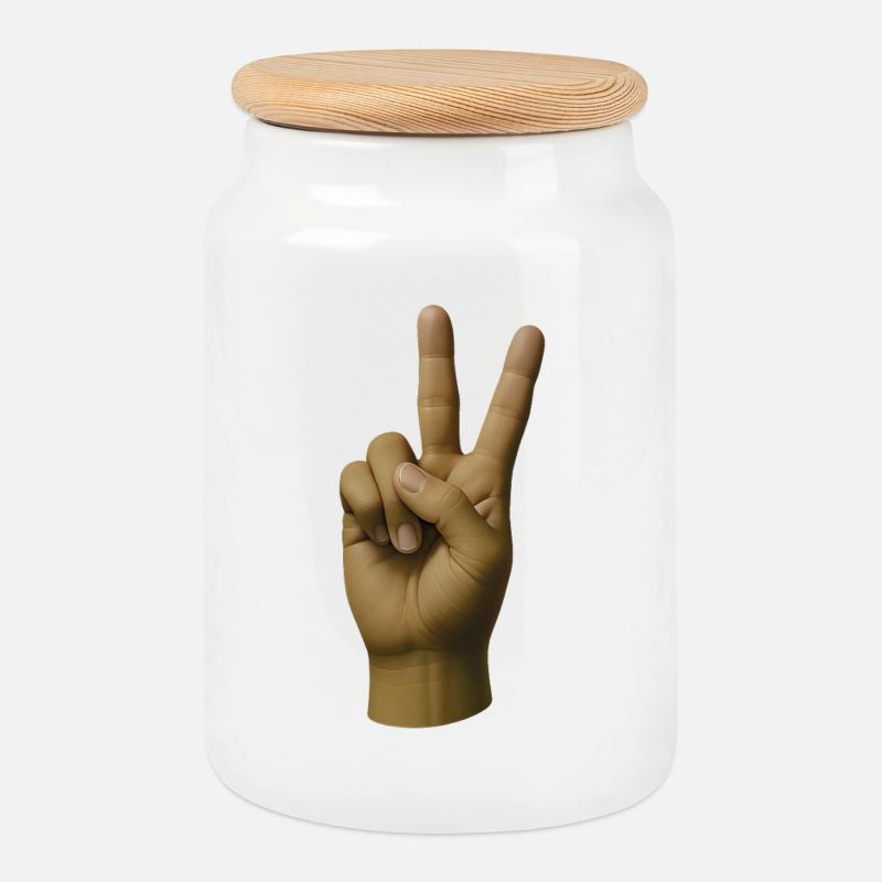 FRIEDENS-HAND #1 – Frieden & Liebe - Keksdose mit Holzdeckel - Weiß