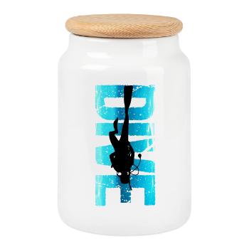 Taucher Design Retro Dive Outfit Geschenk - Keksdose mit Holzdeckel - Weiß - Vorne