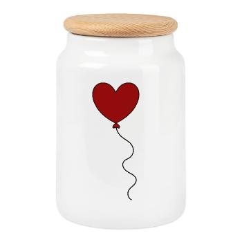 rotes Herz rot Geschenk Valentinstag - Keksdose mit Holzdeckel - Weiß - Vorne