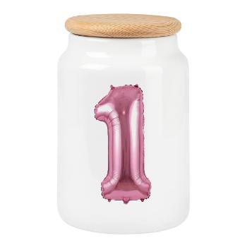 Geburtstag Shirt, 1. Geburtstag Ballon - Keksdose mit Holzdeckel - Weiß - Vorne