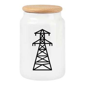 pylône électrique - Boîte à biscuits avec couvercle en bois - blanc - Devant