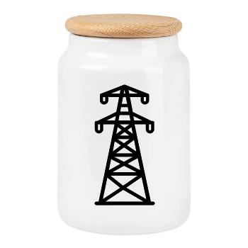 pylône électrique - Boîte à biscuits avec couvercle en bois - blanc - Devant
