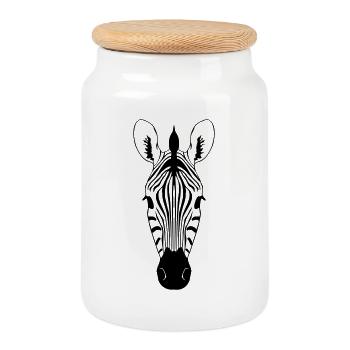 Illustration de zèbres - Boîte à biscuits avec couvercle en bois - blanc - Devant
