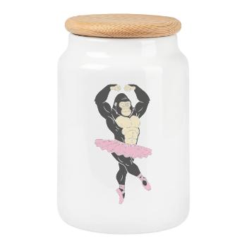 Gorilla in the Pinktutu – Ballet Power - Cookie Jar with Wooden Lid - white - Front