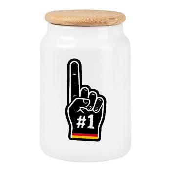 Number One Germany Fan - Cookie Jar with Wooden Lid - white - Front