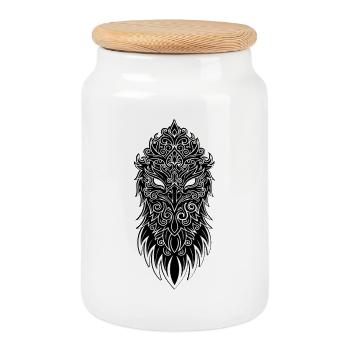 Ornamentaler Adler-Maskottchen-Logo Mandala Sport - Keksdose mit Holzdeckel - Weiß - Vorne